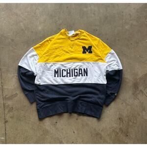 Michigan Wolverines Sweatshirt Mens XL Yellow Blue White Long Sleeve Champion